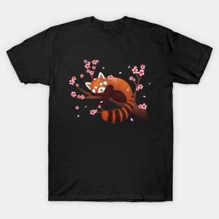 Red Panda Japanese Cherry Blossom Flower T-Shirt